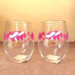 Set of Two (2) 145th Kentucky Oaks 2019 Stemless Wine Glasses